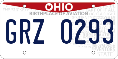 OH license plate GRZ0293