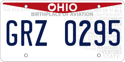 OH license plate GRZ0295