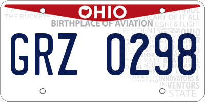 OH license plate GRZ0298