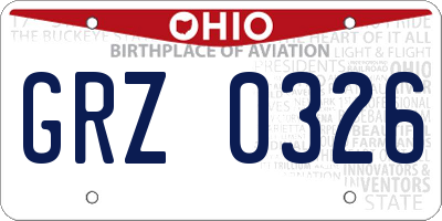 OH license plate GRZ0326