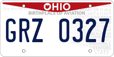 OH license plate GRZ0327