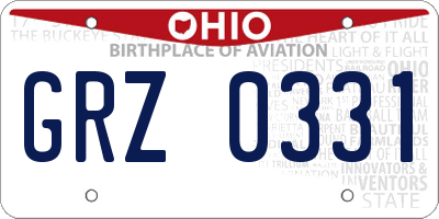 OH license plate GRZ0331