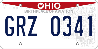 OH license plate GRZ0341