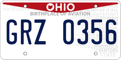 OH license plate GRZ0356