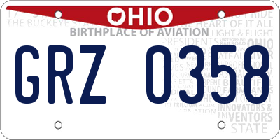 OH license plate GRZ0358