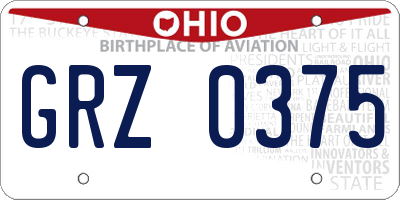 OH license plate GRZ0375