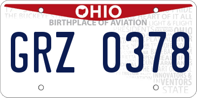 OH license plate GRZ0378