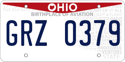 OH license plate GRZ0379