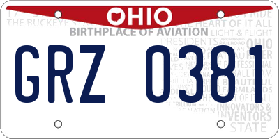 OH license plate GRZ0381