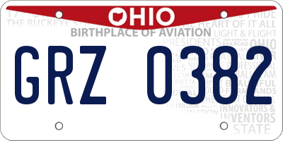 OH license plate GRZ0382
