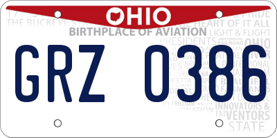 OH license plate GRZ0386