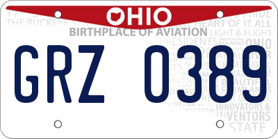 OH license plate GRZ0389