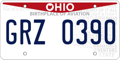 OH license plate GRZ0390