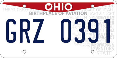 OH license plate GRZ0391