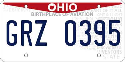 OH license plate GRZ0395