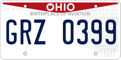 OH license plate GRZ0399