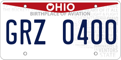 OH license plate GRZ0400