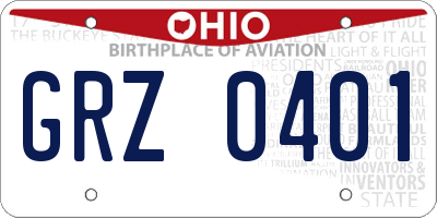 OH license plate GRZ0401