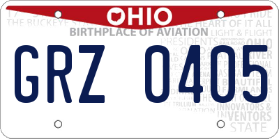 OH license plate GRZ0405