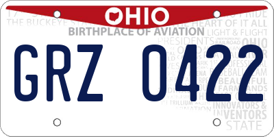 OH license plate GRZ0422