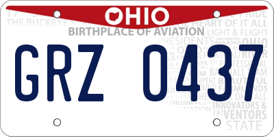 OH license plate GRZ0437
