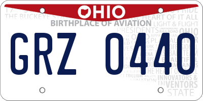 OH license plate GRZ0440