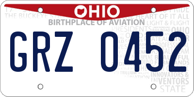 OH license plate GRZ0452