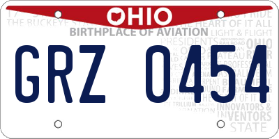 OH license plate GRZ0454
