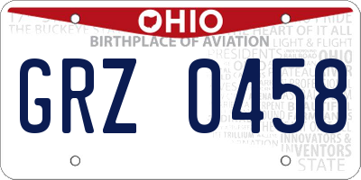 OH license plate GRZ0458
