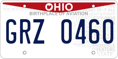 OH license plate GRZ0460