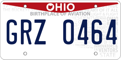 OH license plate GRZ0464