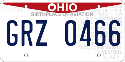 OH license plate GRZ0466