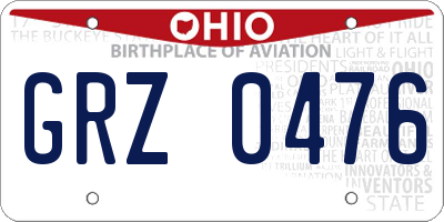 OH license plate GRZ0476