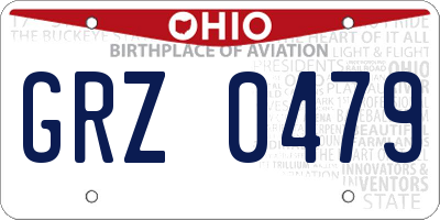OH license plate GRZ0479