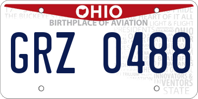OH license plate GRZ0488