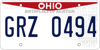 OH license plate GRZ0494