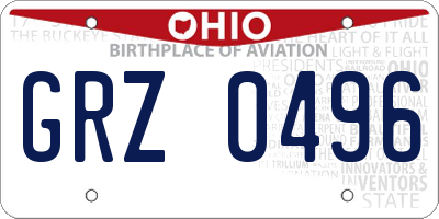 OH license plate GRZ0496