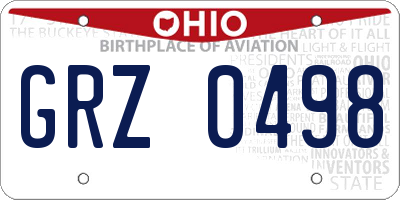 OH license plate GRZ0498