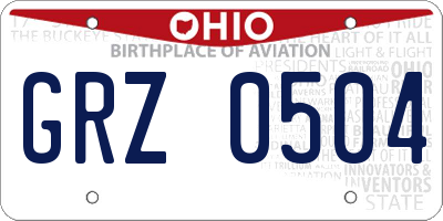 OH license plate GRZ0504