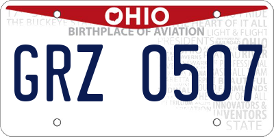 OH license plate GRZ0507