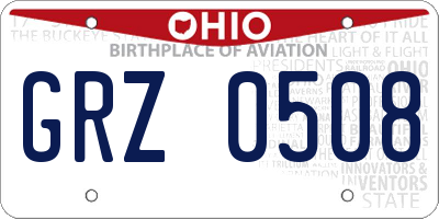 OH license plate GRZ0508