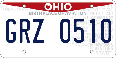 OH license plate GRZ0510