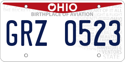 OH license plate GRZ0523