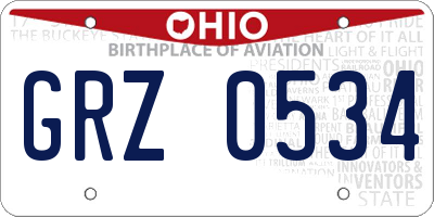 OH license plate GRZ0534