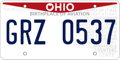 OH license plate GRZ0537