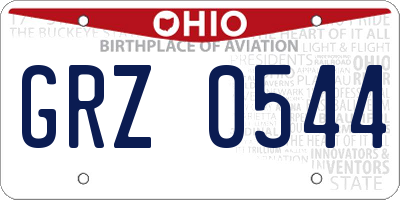 OH license plate GRZ0544