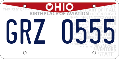OH license plate GRZ0555