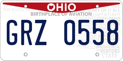 OH license plate GRZ0558