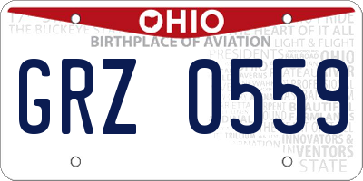 OH license plate GRZ0559