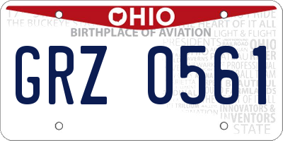 OH license plate GRZ0561